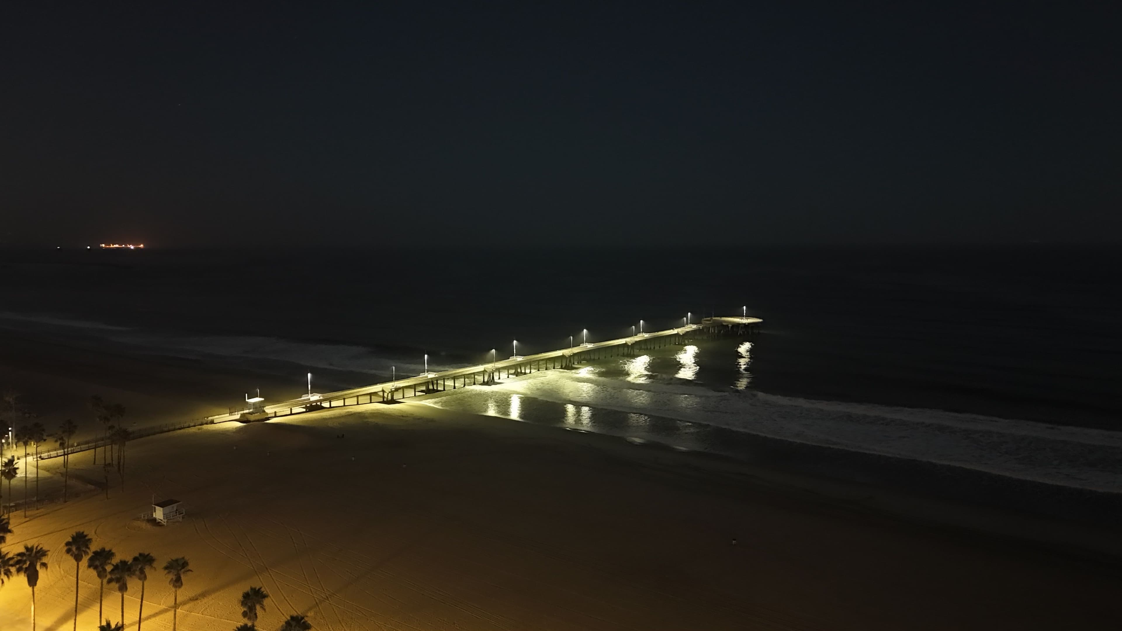 Venice Pier at Night - Original aerial photograph